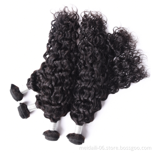 7A indiana Water Wave virgin hair Bundles Remy Human Hair Natural Color